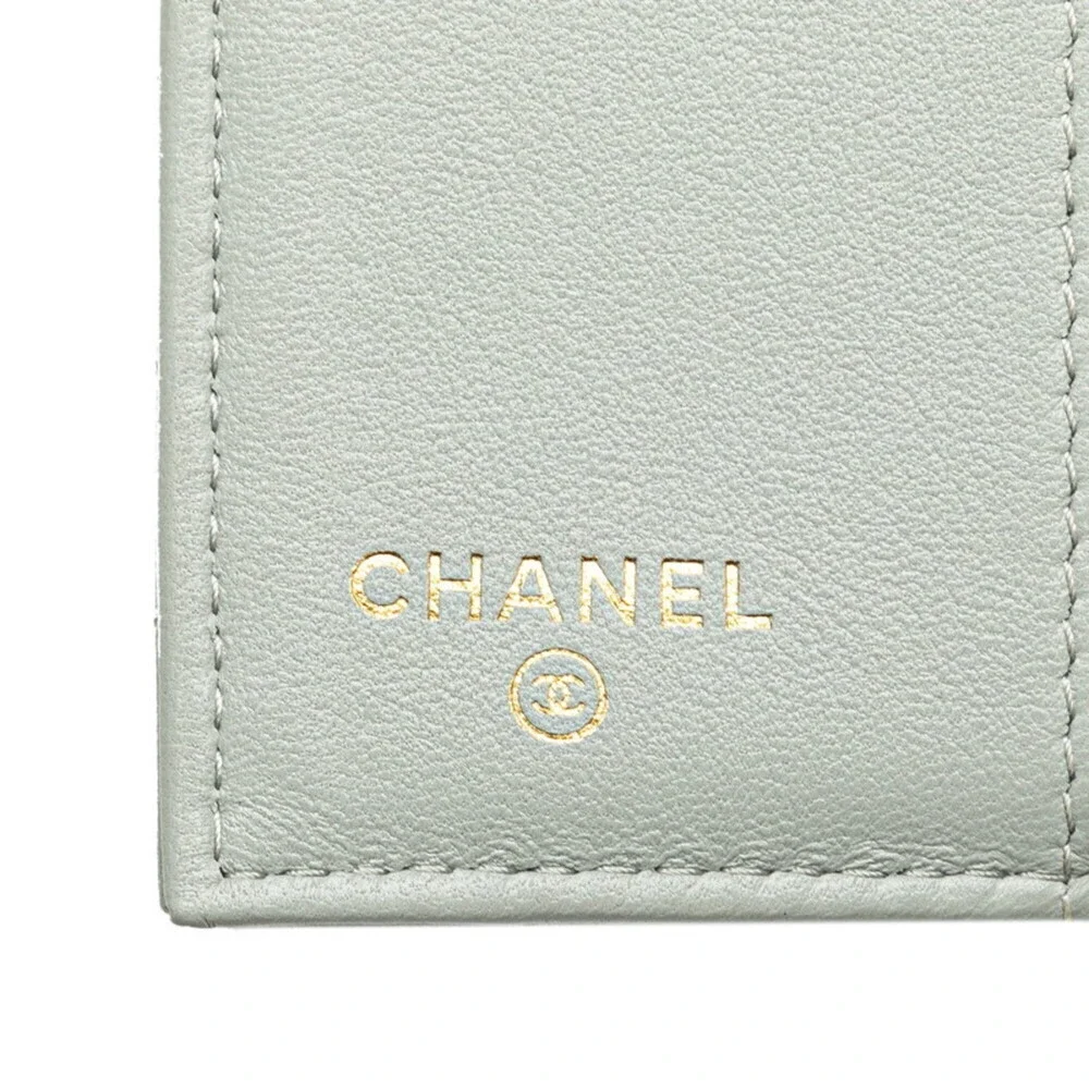 CHANEL Gray Lambskin Leather Wallet